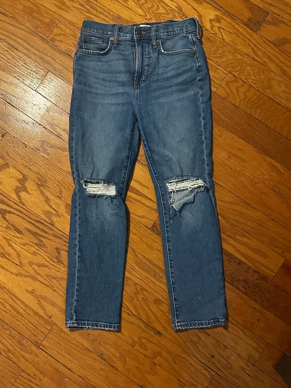 Madewell Women's Ripped Skinny Jeans - Medium Blue